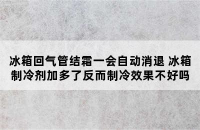 冰箱回气管结霜一会自动消退 冰箱制冷剂加多了反而制冷效果不好吗